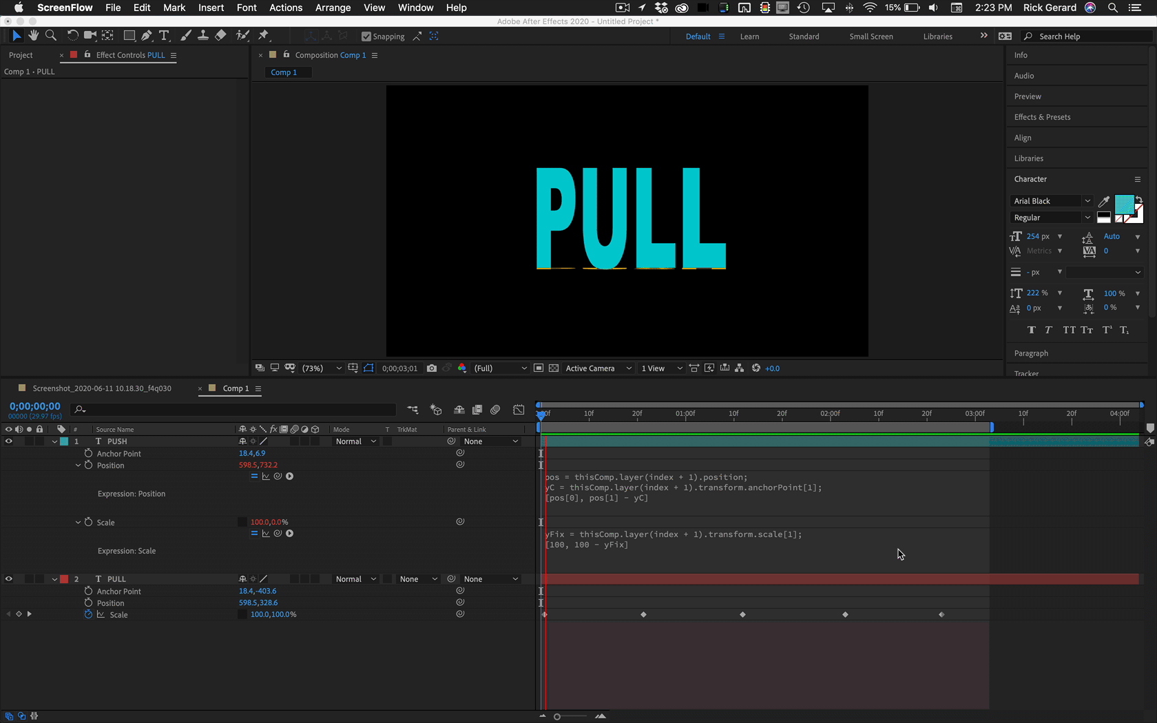 stretch text animation after effects