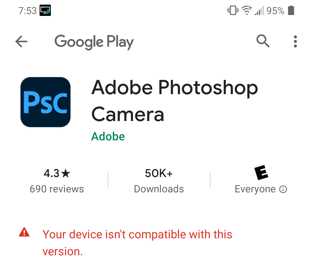 solved re adobe photoshop camera app
