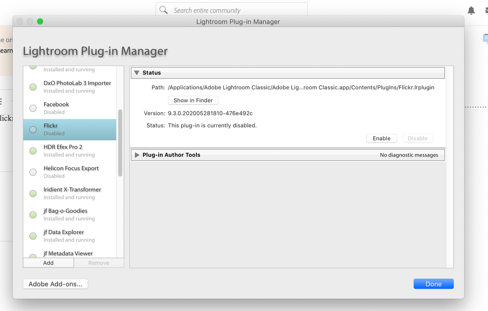 Plug-in Manager, a Plug-in disabled
