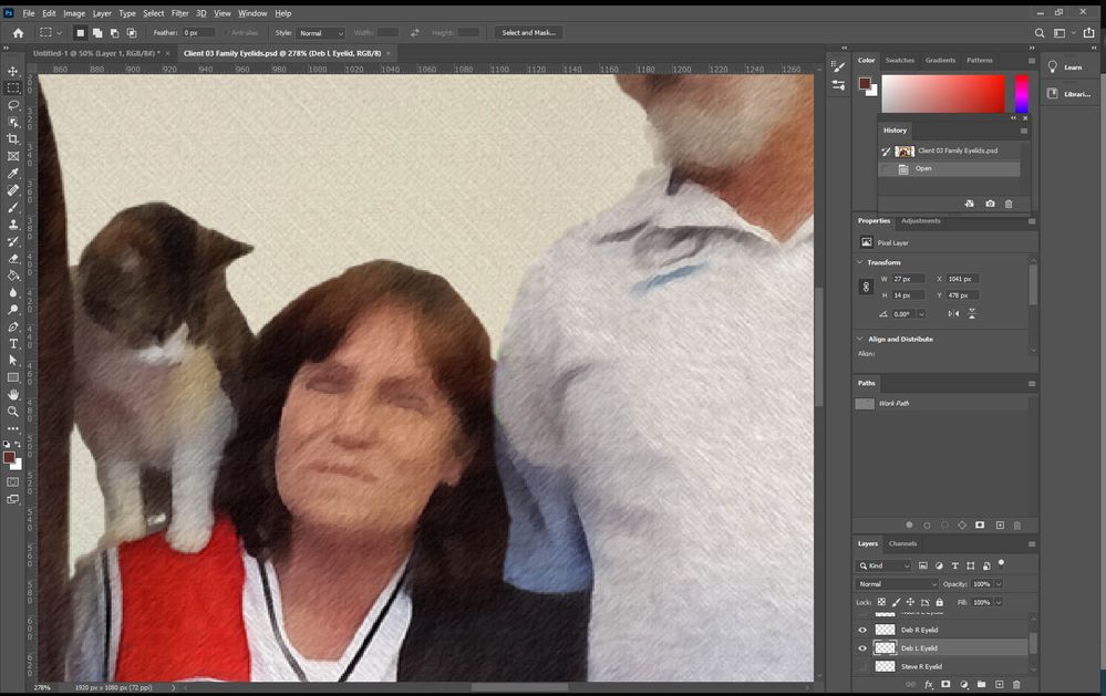 Positon of layers correctly aligned in Photoshop