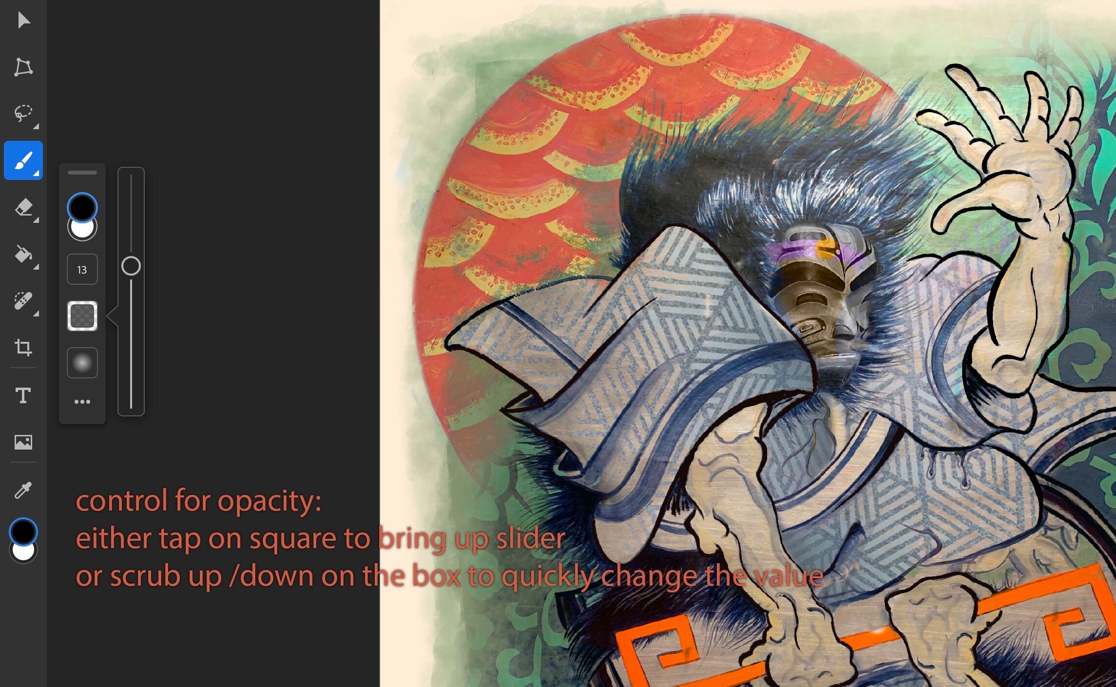 해결됨 Where is the brush opacity in for iPad? Adobe