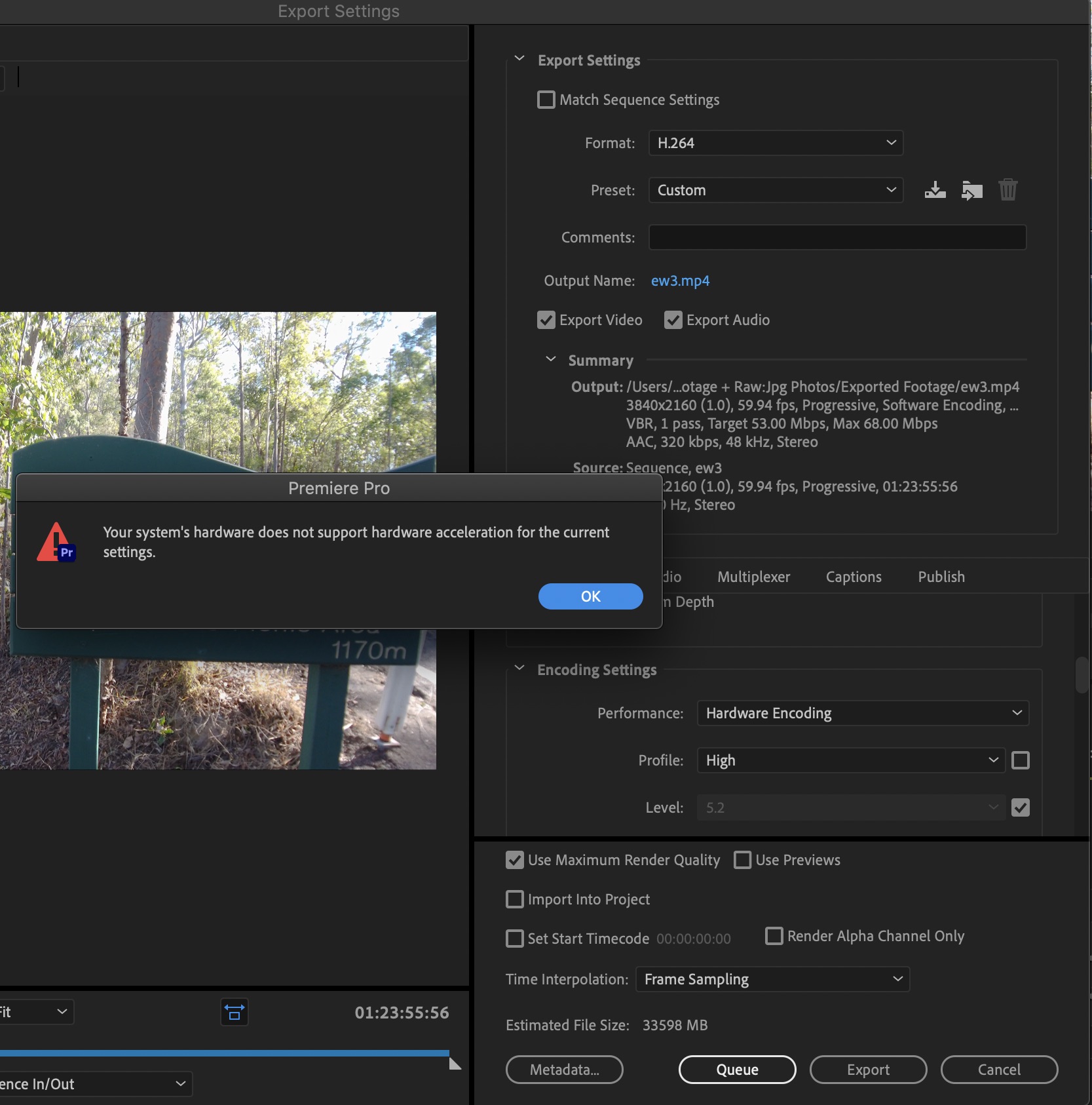 Solved Hardware Encoding unavailable for 4K (Level 5.2) E... Adobe