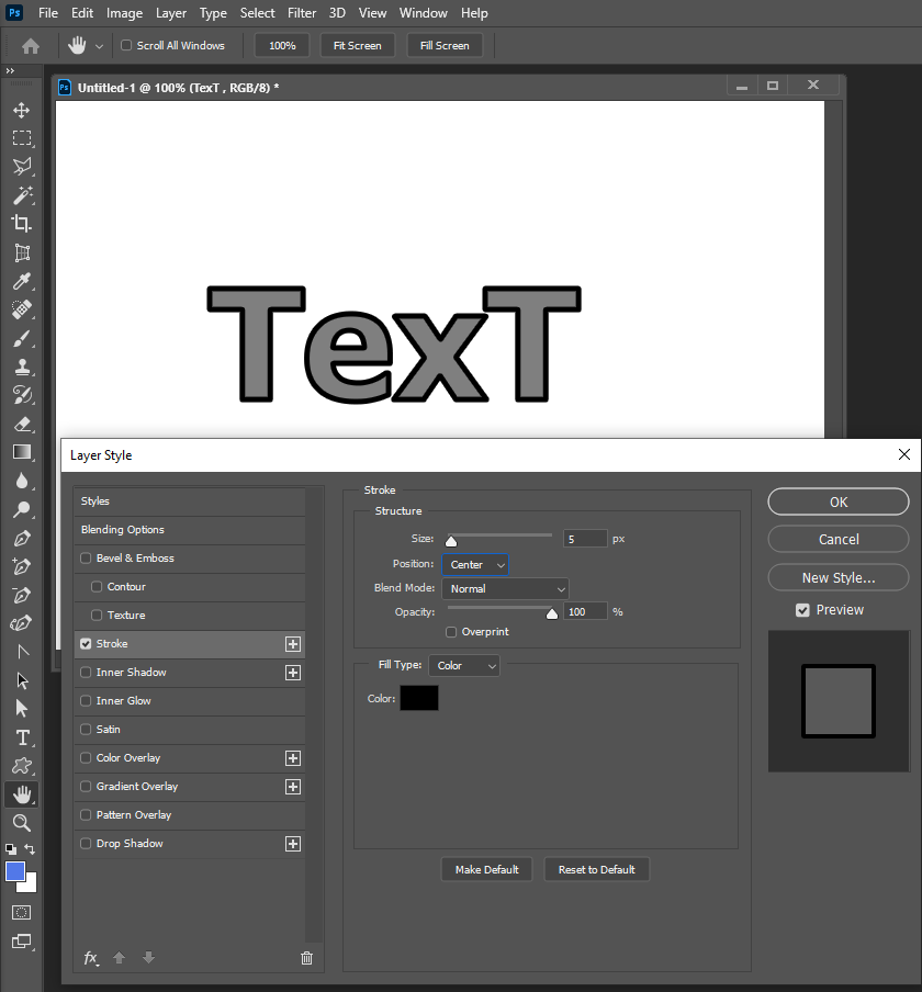 Outline on text Photoshop - Adobe Support Community - 11303402