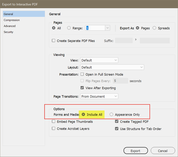 Export form from InDesign.