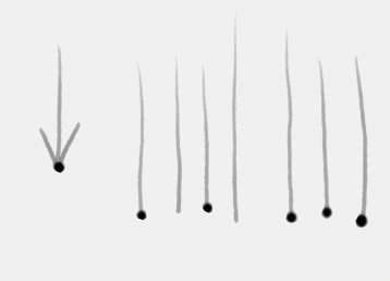 Making brush strokes from top to bottom with pressure sensitivity on.