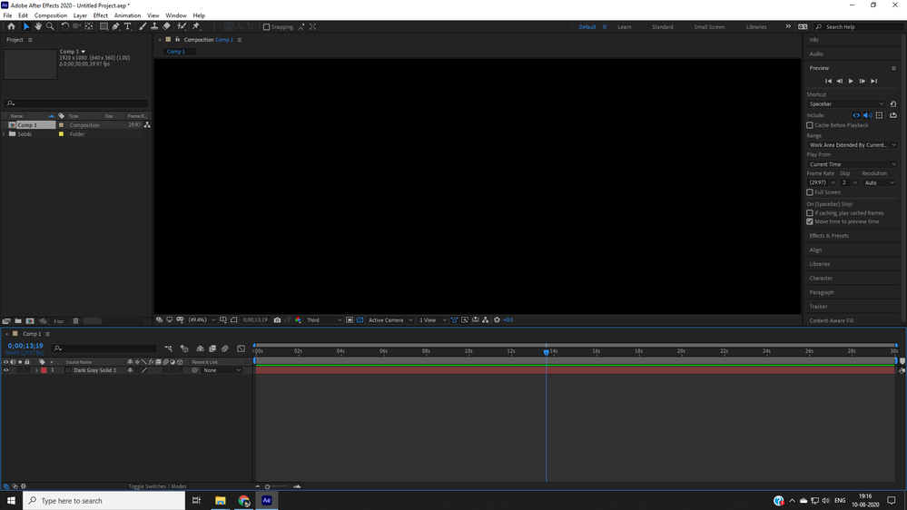 compositing preview is black