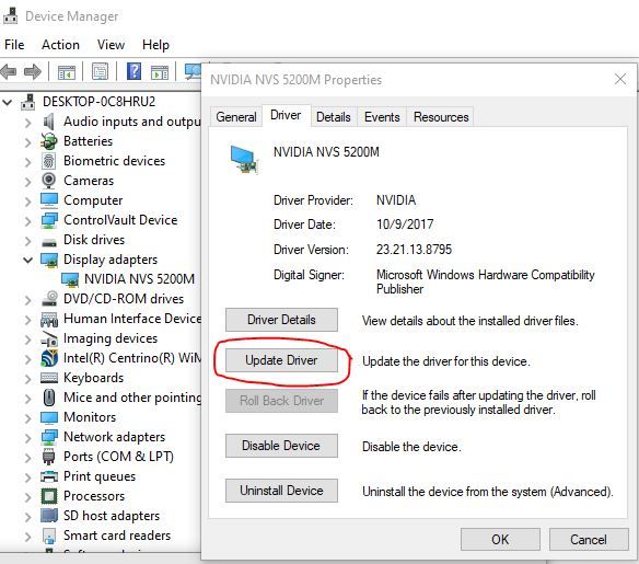 Update Driver in Device Manager