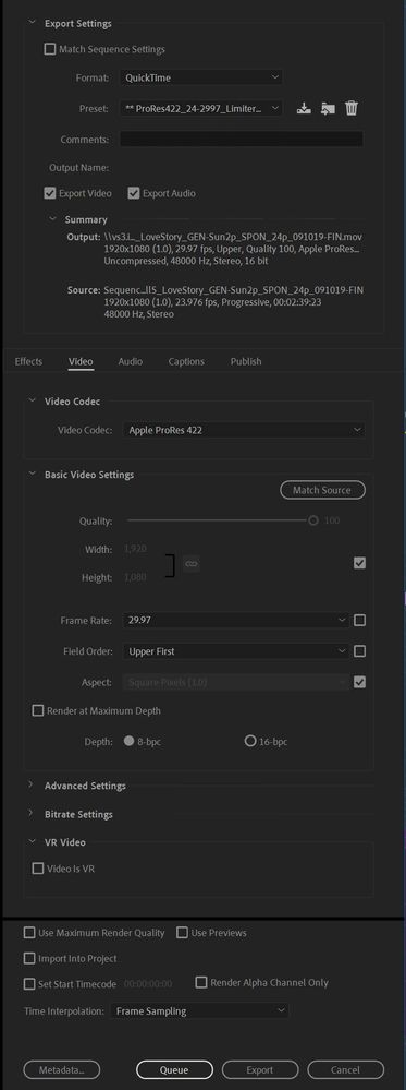 AME settings for 23.976 to 29.97 conversion