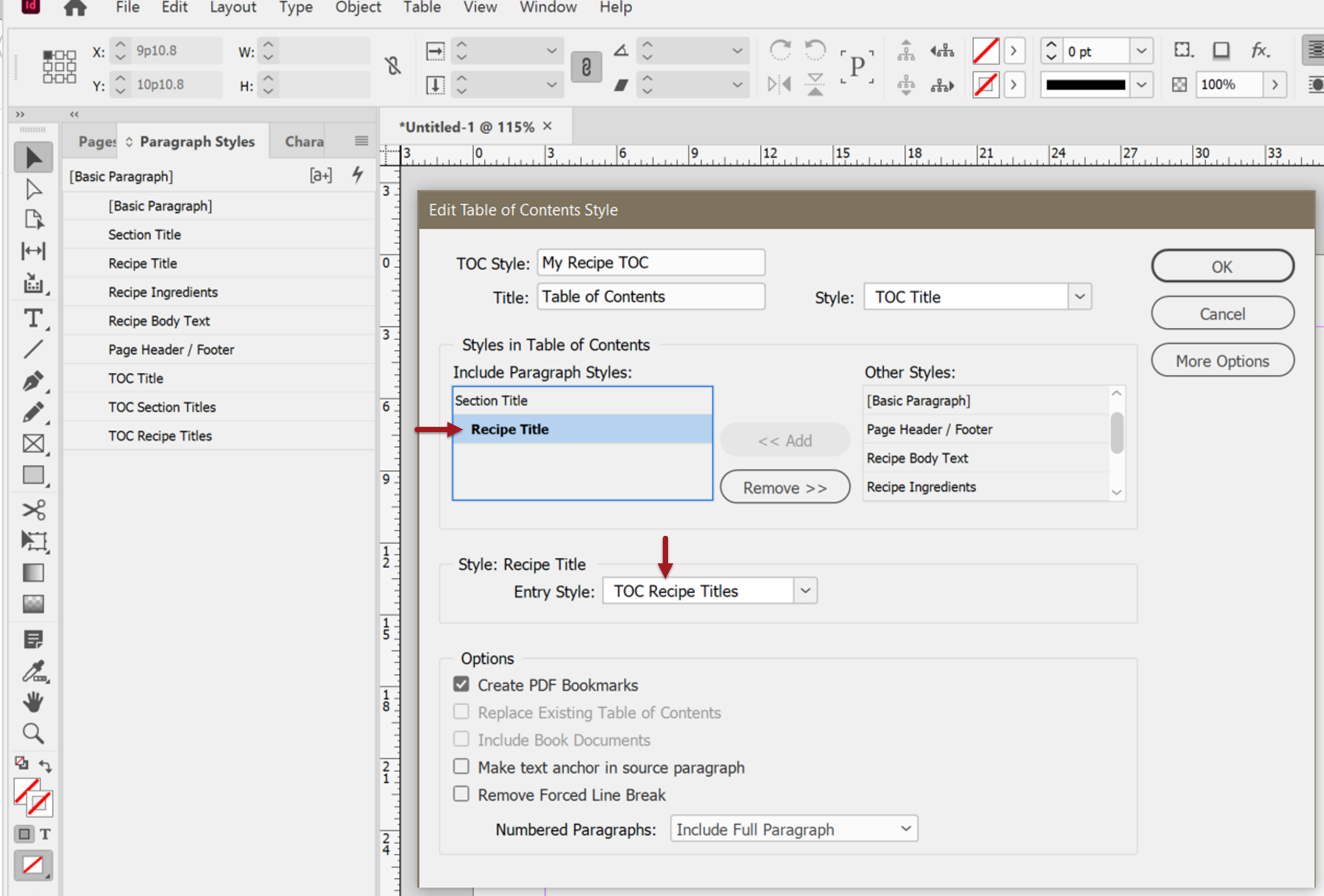 Solved Indesign TOC wont set the TOC content to a style... Adobe