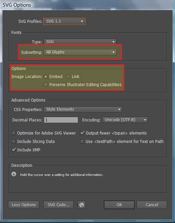 Illustrator > Export to SVG options