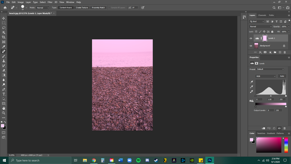 pink image and pink mask layer