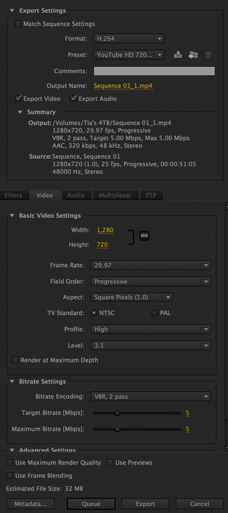 adobe premiere pro export high quality video