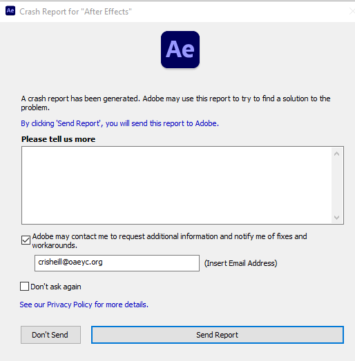 FAQ: How To Fix Common After Effects Crashes? - Adobe Community - 10684130