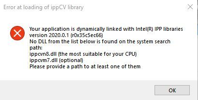 Ошибка при загрузке библиотеки ippcv фотошоп