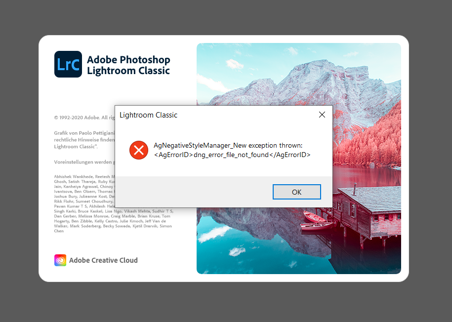 lightroom classic 10 0 error at launch
