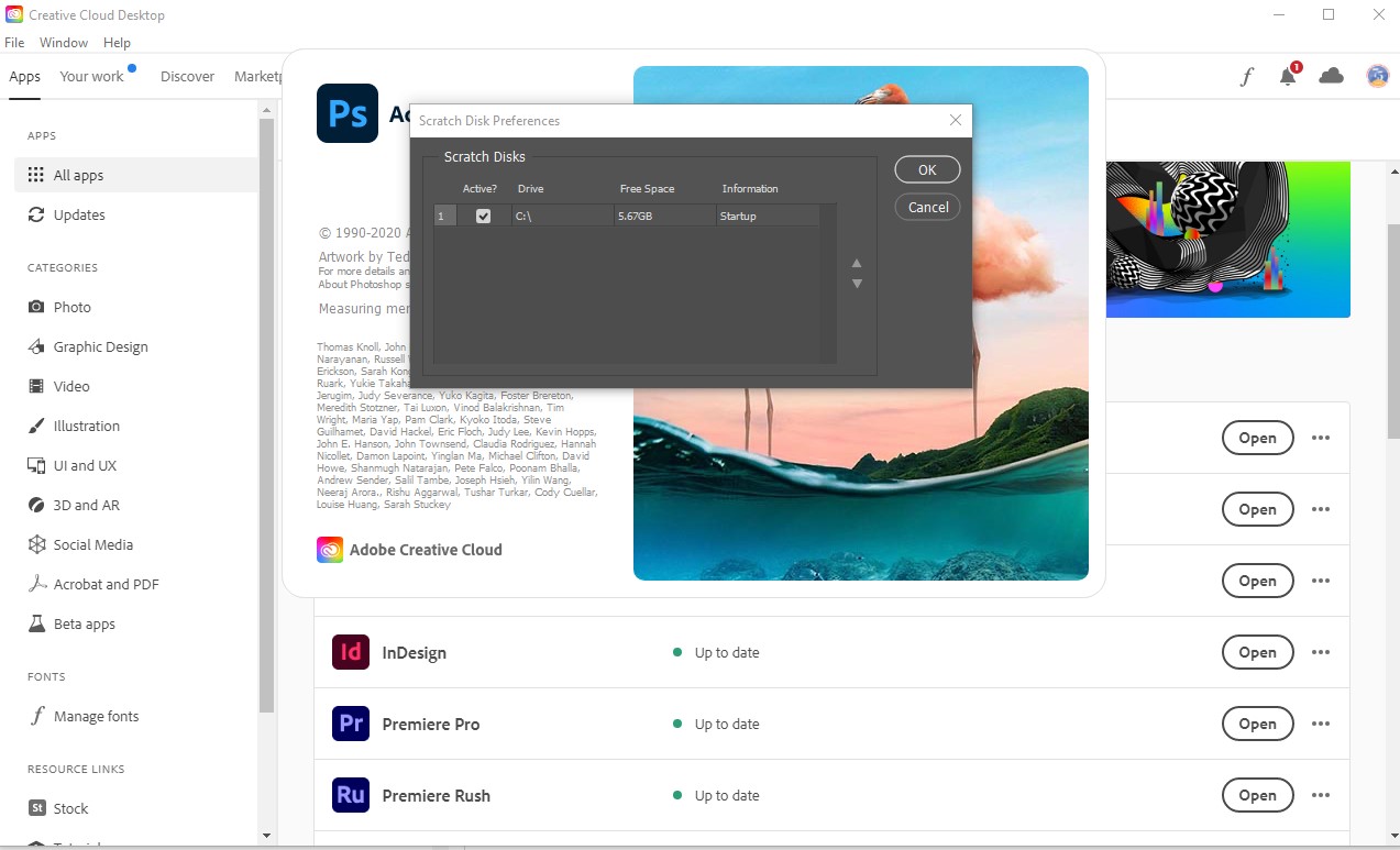 Solved: Photoshop won't open because scratch disks are ful... - Adobe