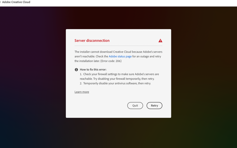Creative Cloud Error - Adobe Community - 11656673