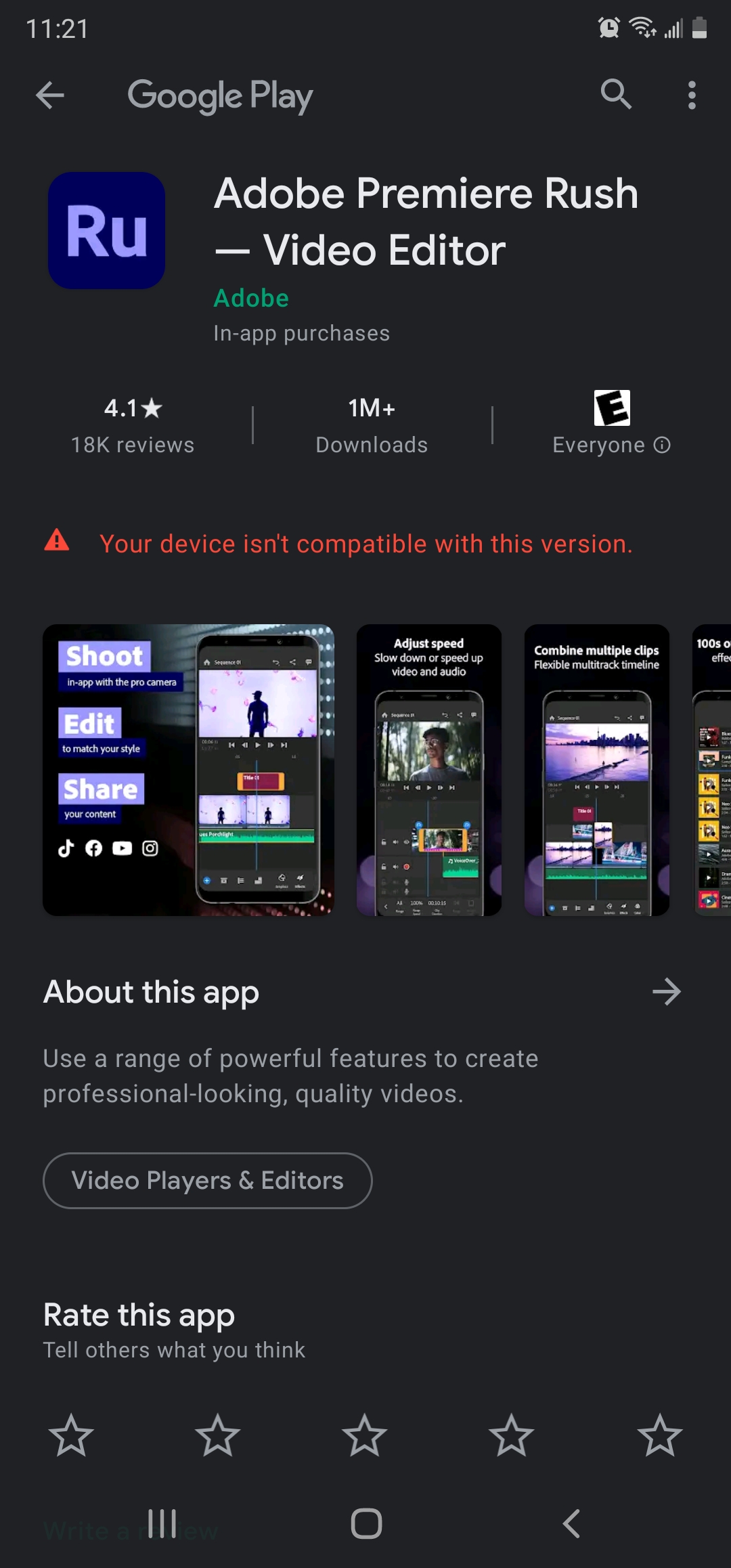 Adobe Rush app no longer works on Samsung Galaxy N... - Adobe Community -  11668549