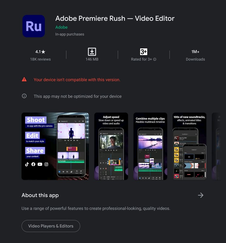 Adobe Premiere Rush Isn T Compatible With Samsung Adobe Support Community