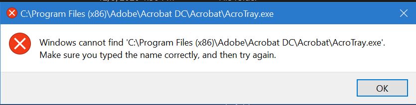 Solved: AcroTray.exe has stopped working - Terminal enviro... - Adobe Product Community - 8141402