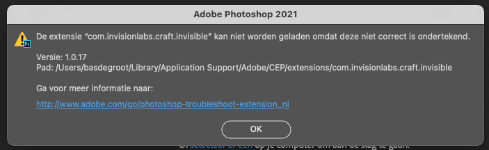 Error on extension com,invisionlabs.craft.invisibl... - Adobe Support - 11754821