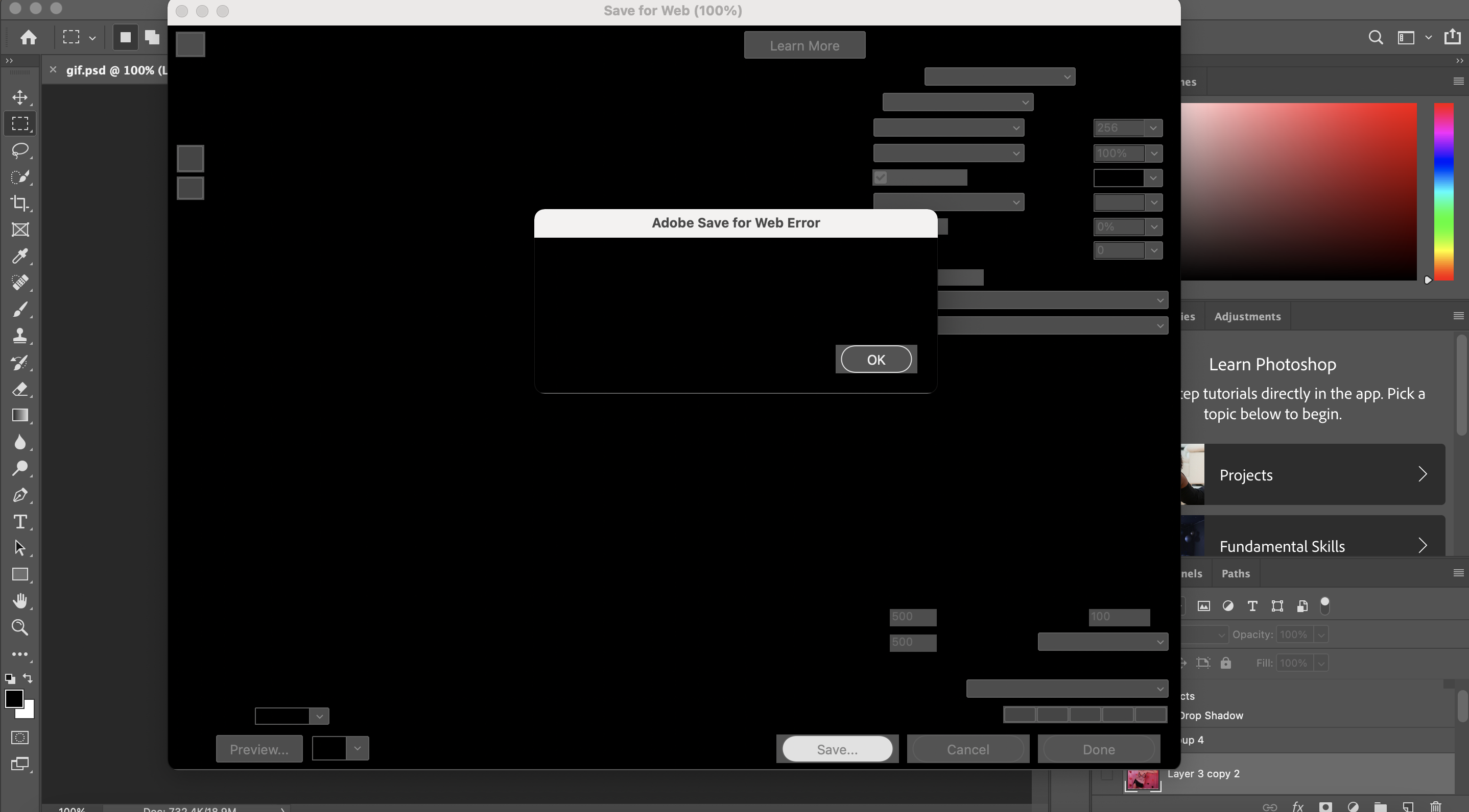 Save for  and Devices Screen is blacked out? Ca... Adobe Community