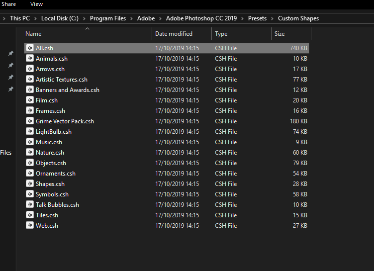 old shapes gone from photoshop arrows