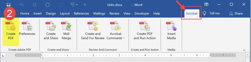 After setting the conversion preferences, Create the PDF from MS Word.