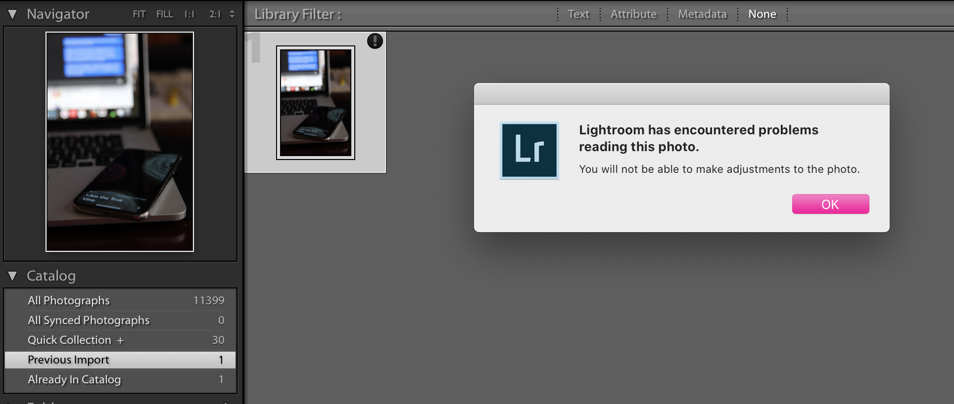 Solved Lightroom Has Encountered Problems Reading this Ph... Adobe