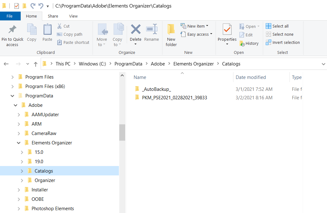 Catalog Location For Photoshop Element 2021 In Win... - Adobe Community ...