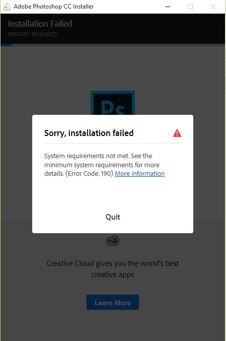 cannot get photoshop cc to download