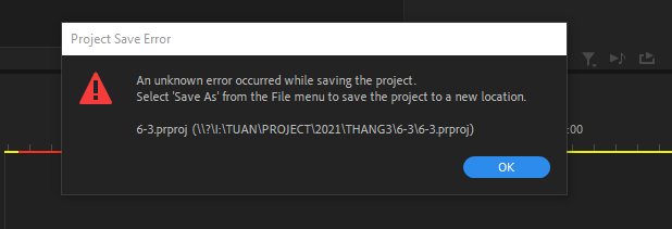 An Unknown Error Occurred While Saving The Project - Adobe Community ...