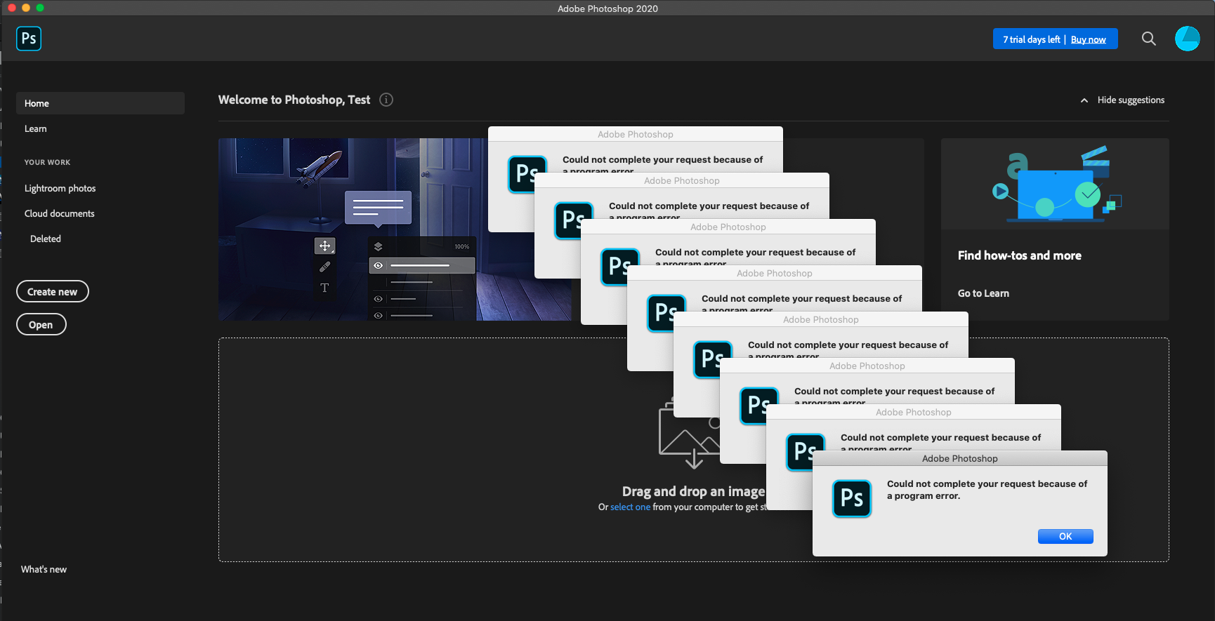 photoshop error on anything i do