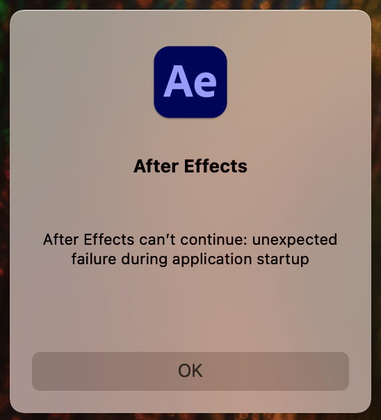 After effects error internal verification failure sorry что делать