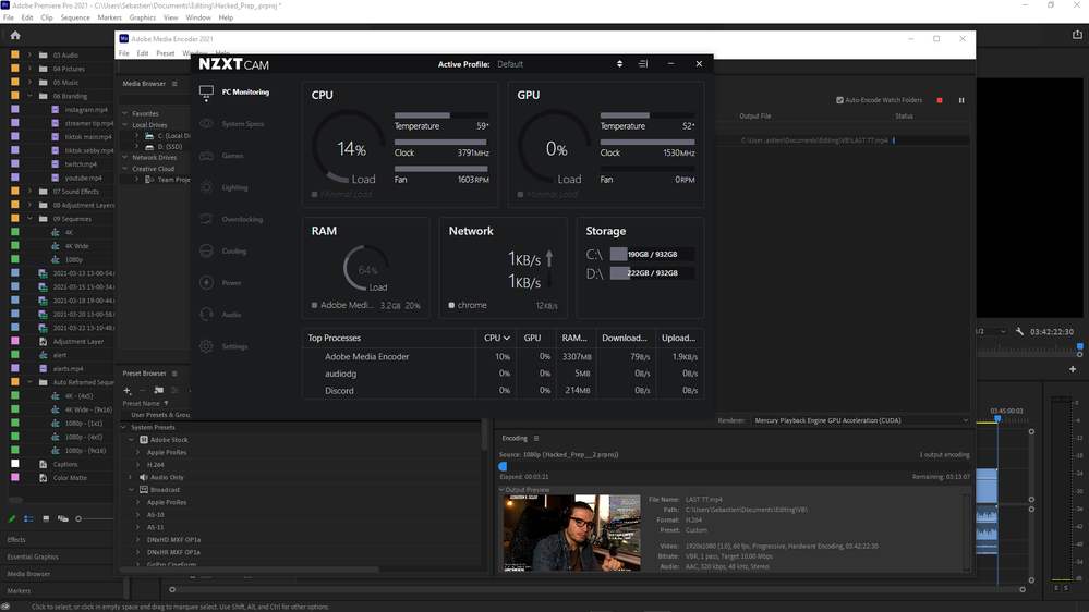 Hadware Encoding 0% GPU - 14% CPU.png