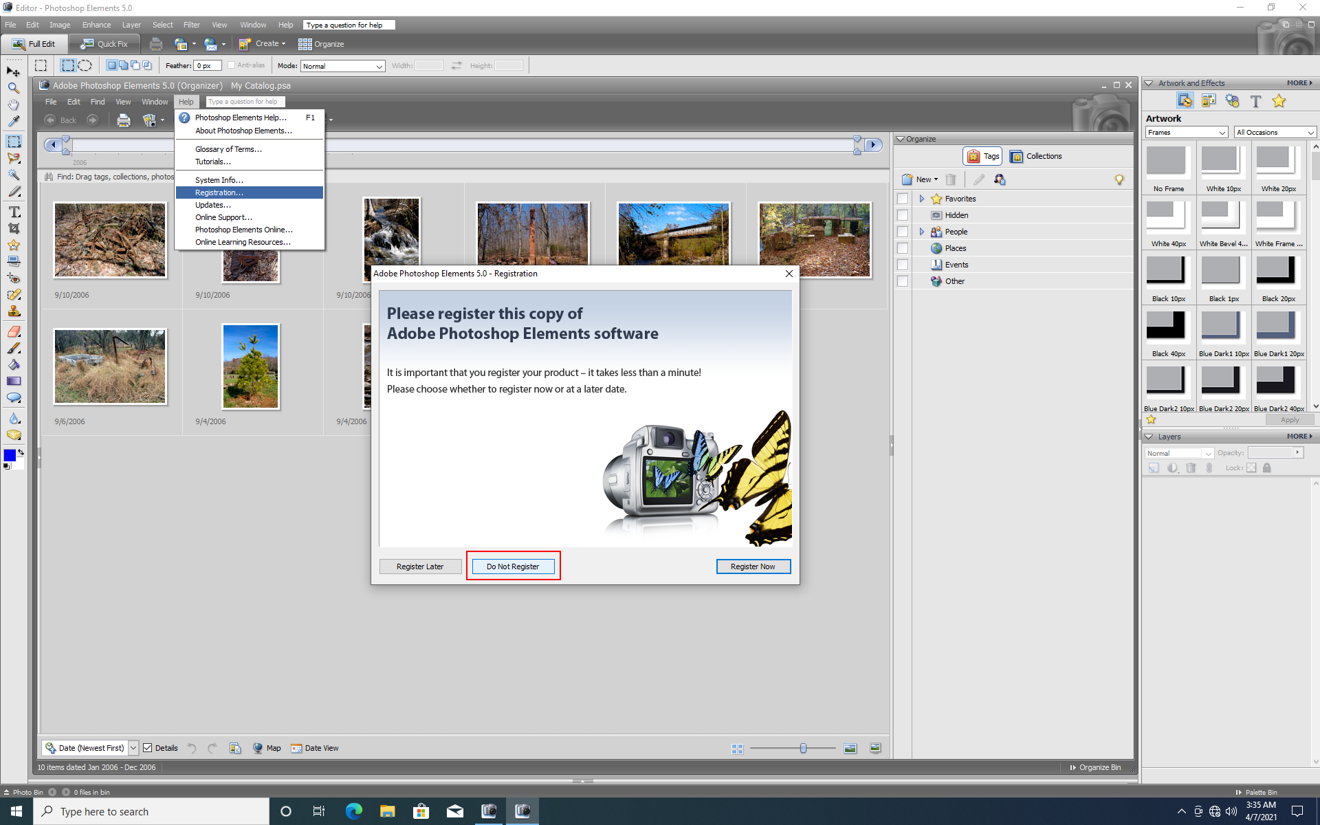 Photoshop Elements 5 - Registration Dialog popping... - Adobe