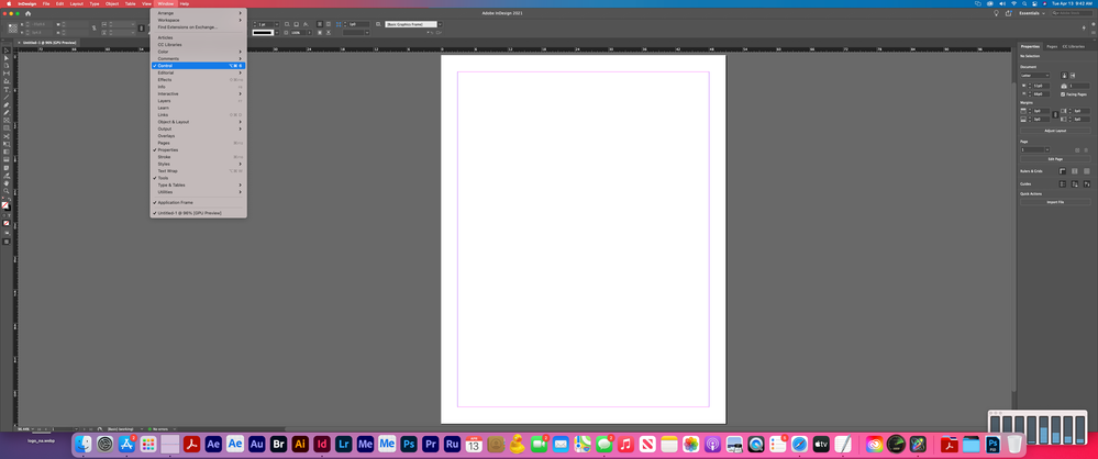 InDesign > Window pulldown menu > Control enabled.