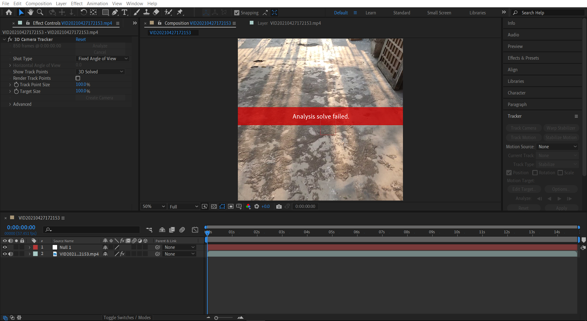 Solved Analysis Solve Failed in AETried everything Adobe Community