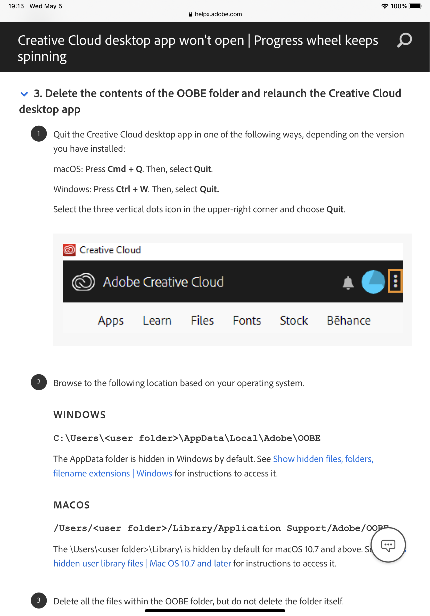 Re-install Creative Cloud - Adobe Support Community - 12017170