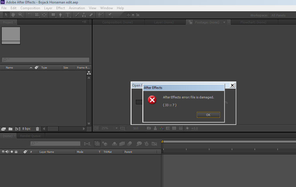 After effects error file is damaged 33 7 что делать