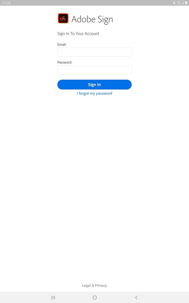 The first login screen