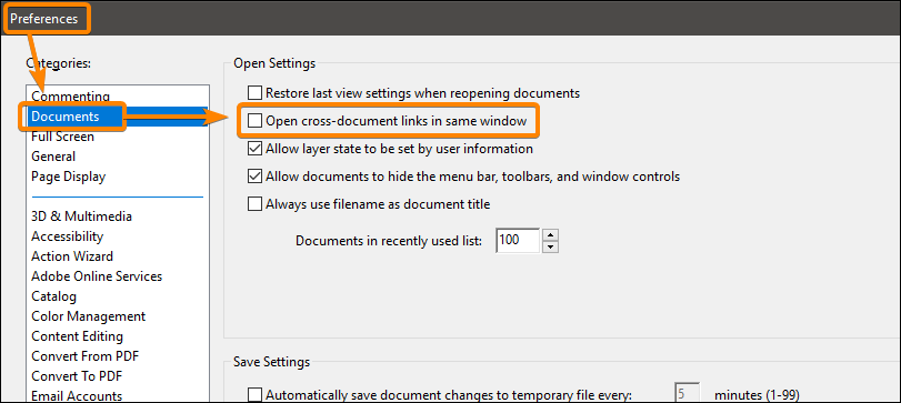 Re: opening documents in the same window / tab Ado - Adobe 