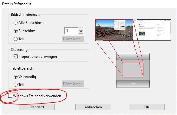 Wacom advanced settings