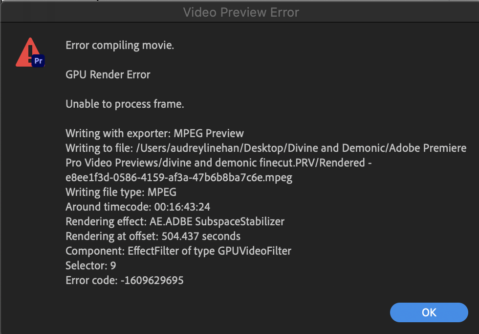 Код ошибки 1609629695 adobe media encoder