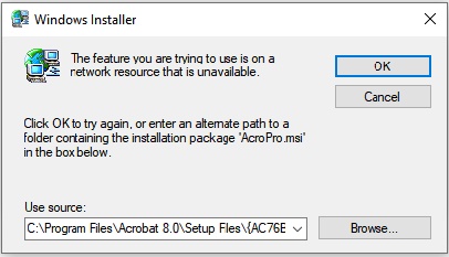 Windows Installer Keeps Trying To Run AcroPro.Msi - Adobe.