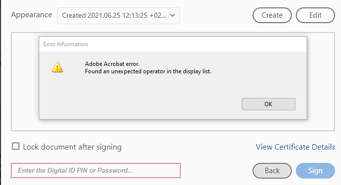 Digital Signature Error: Found an unexpected opera... - Adobe Community ...