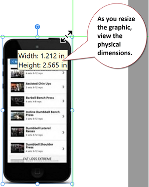 Note the dimensions in the popup dialogue.