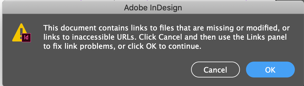 Can't export with broken links.