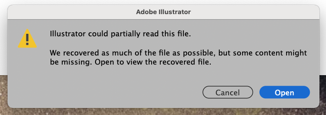 Illustrator Could Partially Read This File, But So... - Adobe Support ...