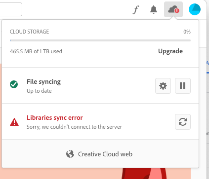 adobe libraries sync error firewall
